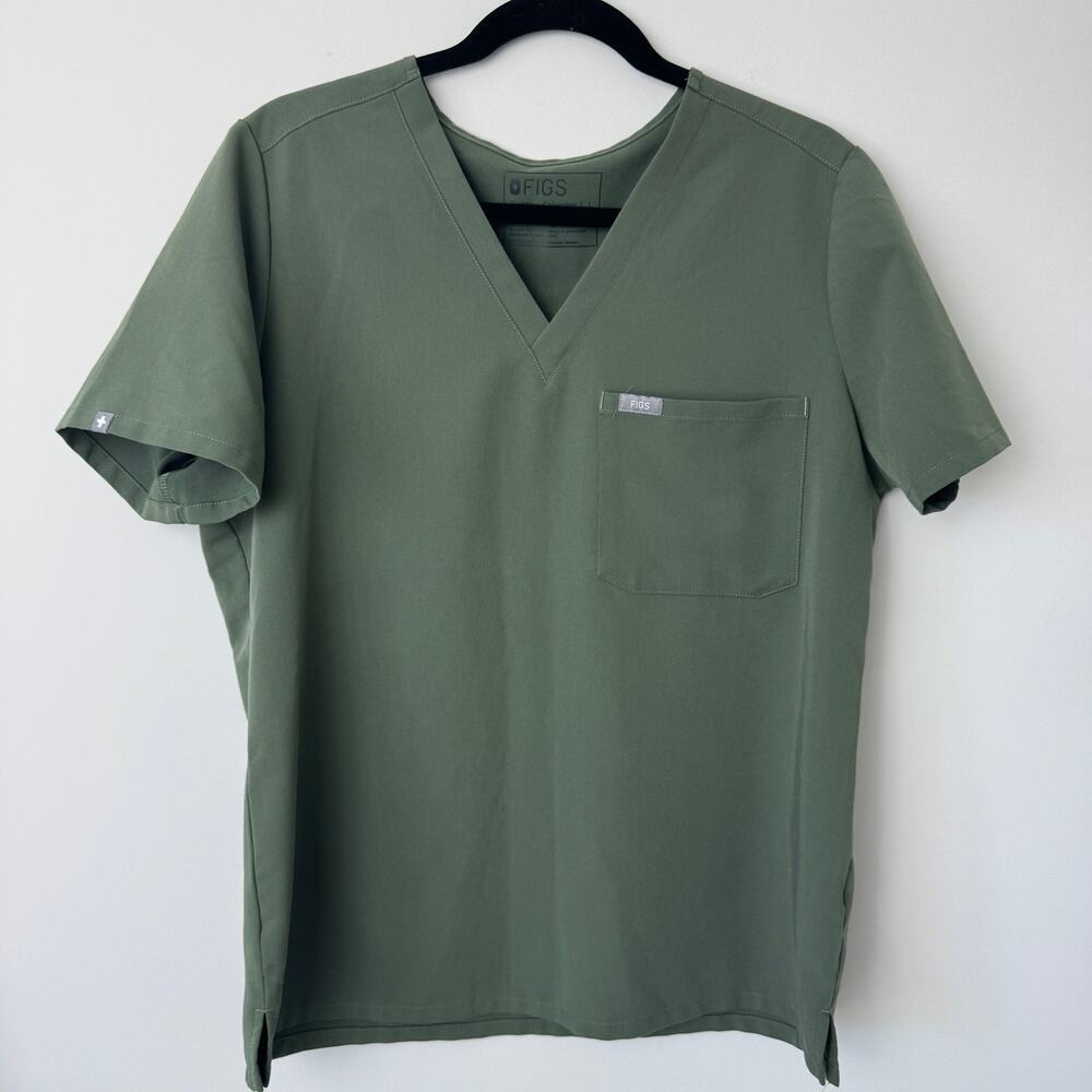 FIGS Catarina Scrub Top Size Large Army Green
